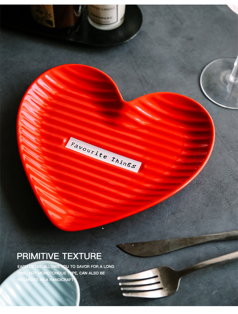 Ins web celebrity creative ceramic plate is irregular household dish vegetable salad breakfast tray was love cake pan