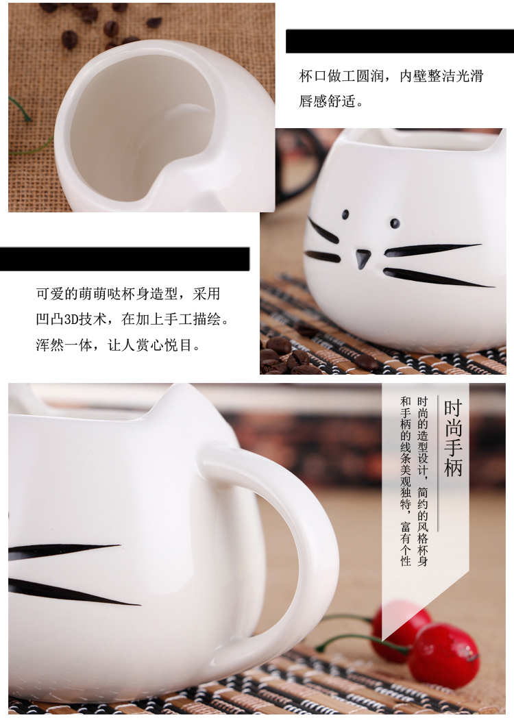 Jingdezhen ceramic, black and white cat express it in ceramic cup contracted couples mark cup for cup cat coffee cup