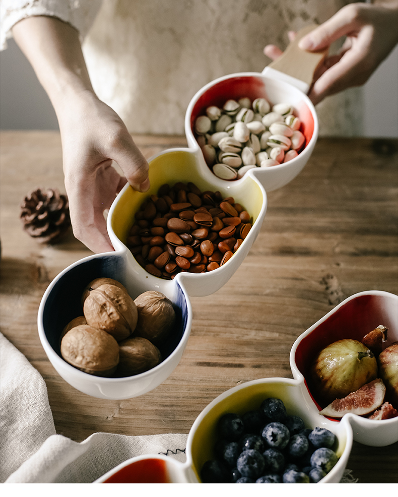 Northern wind household fruit snacks ceramic bowl bowl glaze color creative use points style salad bowl with the bowl