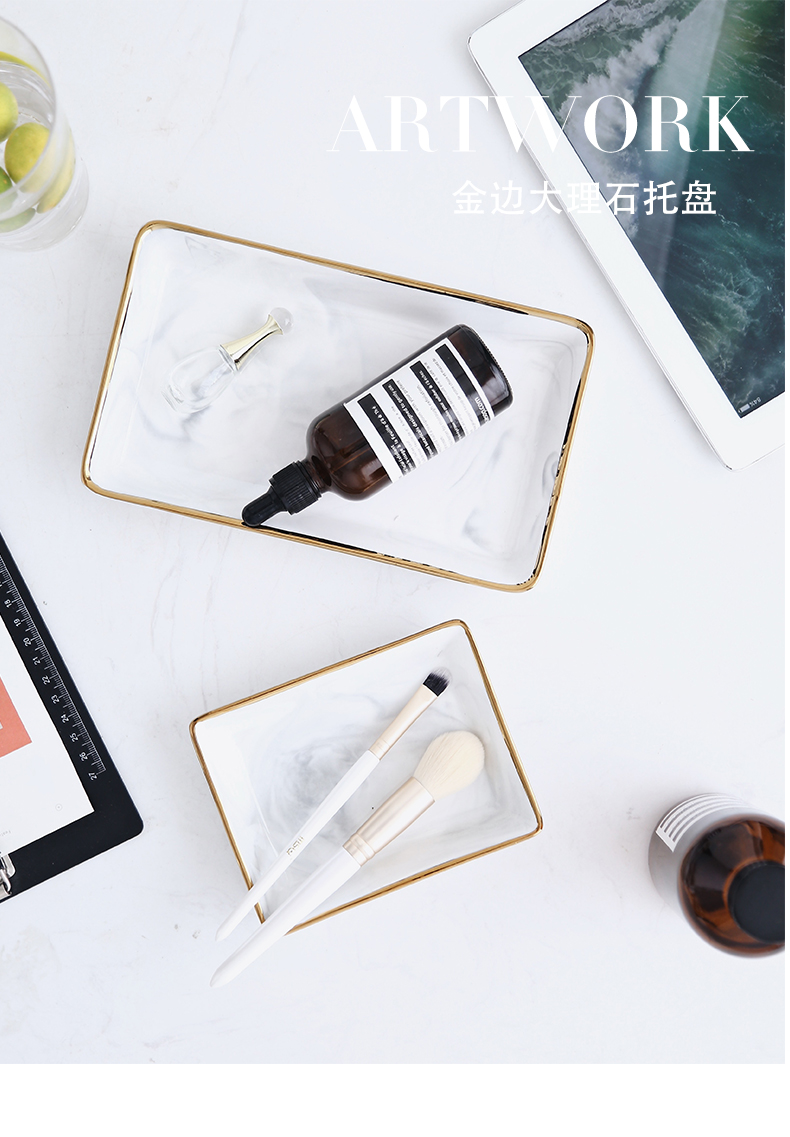 Nordic ins ceramic jewelry set marble paint edge receive dish posed props bathroom dresser tray