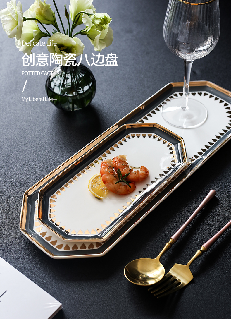 Nordic light much wind paint and ceramic dinner plate dessert salad plate sushi plate accessories receive dish ears tray