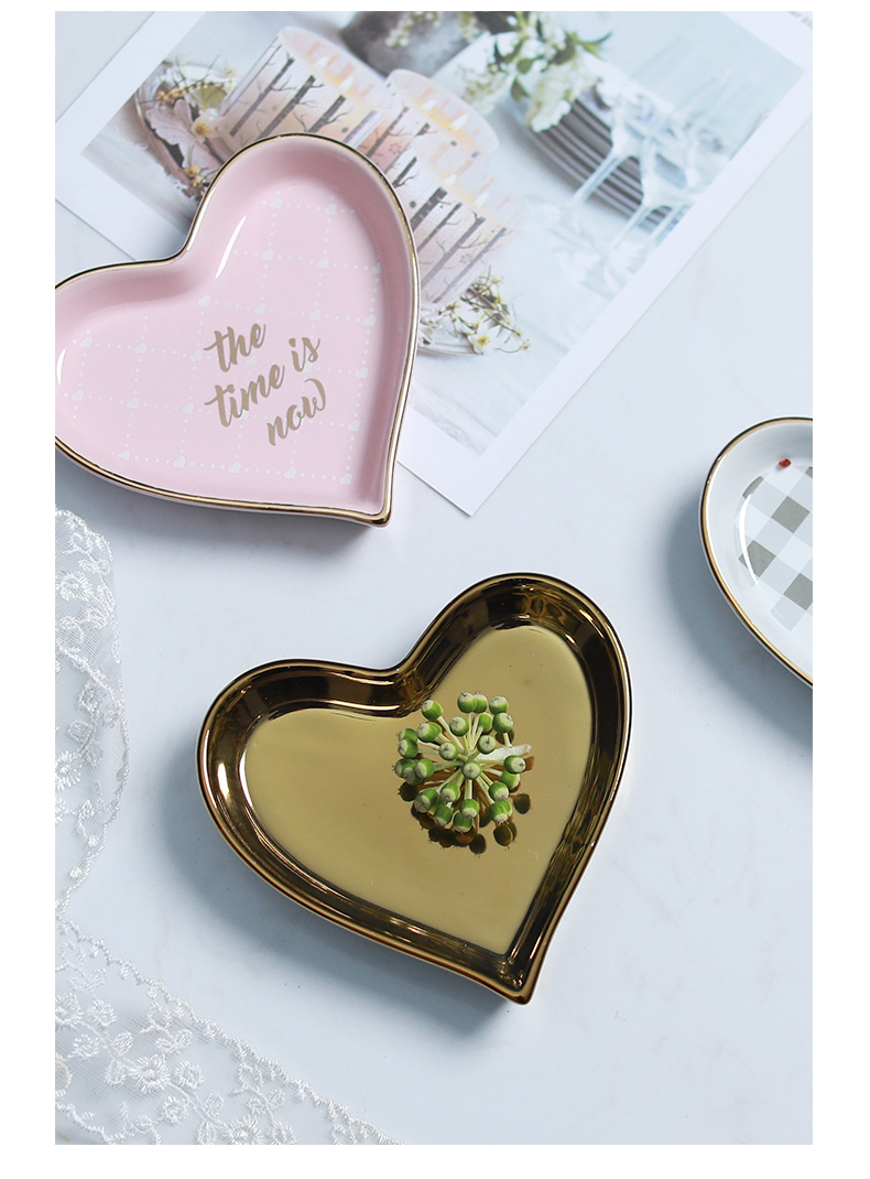 Jingdezhen manual creative paint love letters lace ceramic plate to receive dish jewelry decoration plate