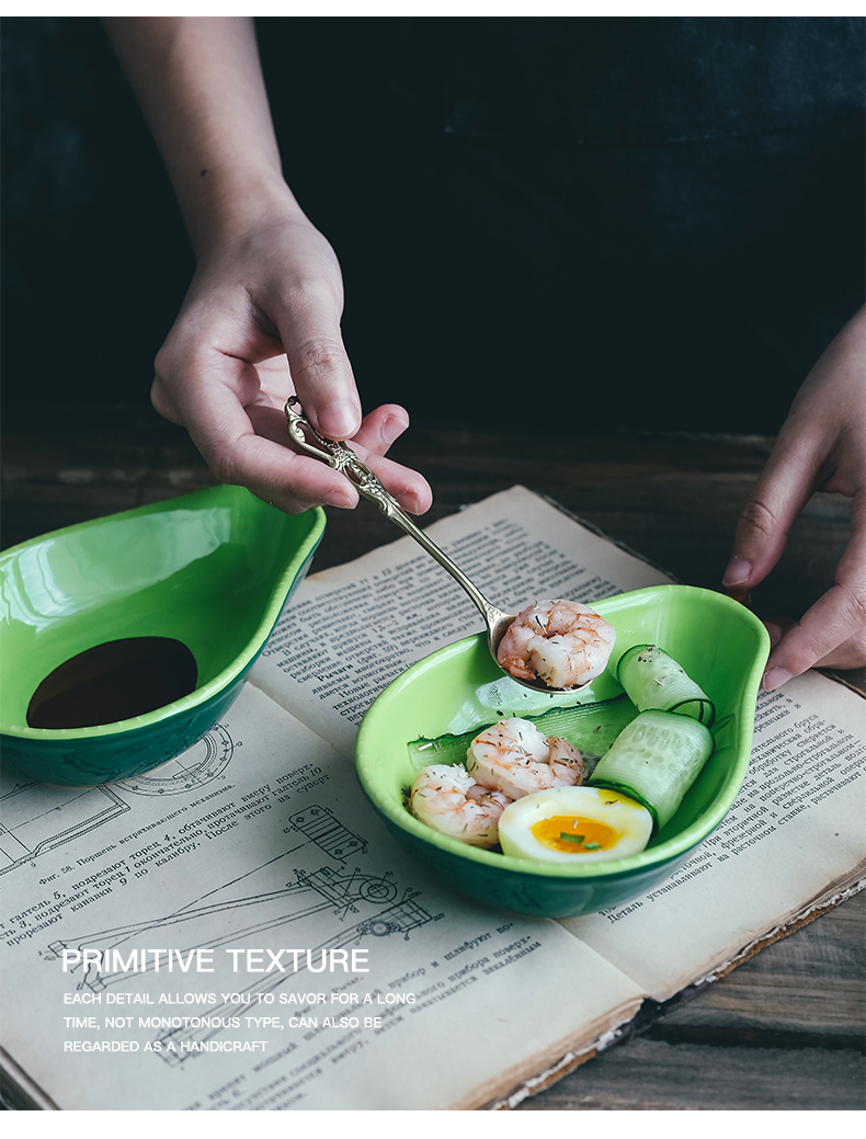 The Nordic idea but avocado ceramic bowl of fruit salad bowl snack plate children eat dessert bowl bowl web celebrity tableware
