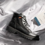 Martens, зимние ботинки для мальчиков в английском стиле, высокие сапоги, флисовые туфли для черной кожи, средней длины, в британском стиле