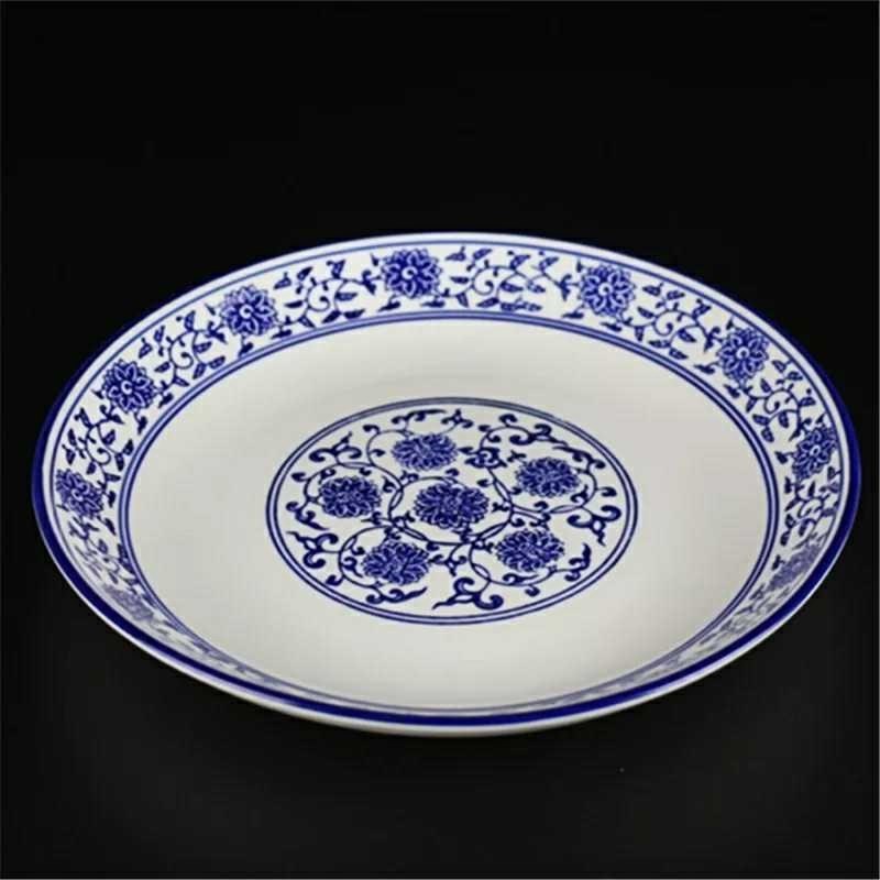 Law school shallow disc branch lotus archaize hotel tableware ceramic plate of 5 small dishes to 18 inches of cold dishes snacks blue B,