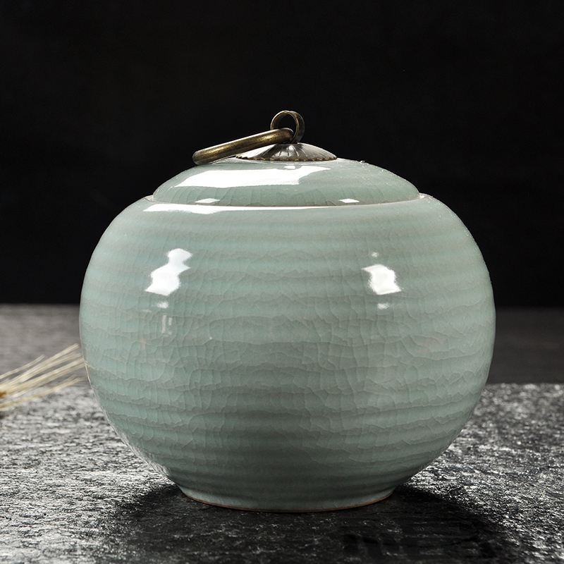 Caddy fixings household sealed as cans ceramic art praise elder brother up kung fu tea set small portable pu 'er tea POTS storage box