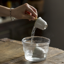 Kung Fu tea set Spare parts Dry brewing bowl Tea washing hammer mesh pattern Japanese style water kettle pen tea washing residue bucket Glass thickened water