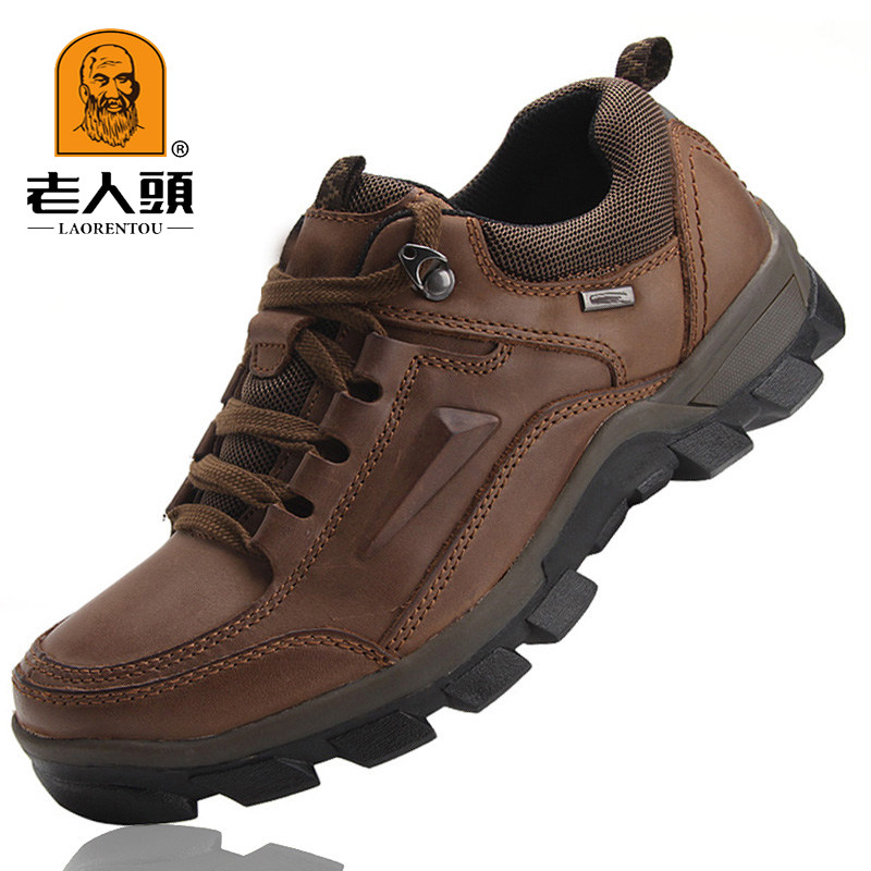 Workwear shoes men's casual leather shoes hiking outdoor hiking shoes non-slip leather men's shoes winter plus velvet large size men's shoes