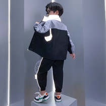 Childrens clothing boys autumn suit 2021 new childrens spring and autumn two-piece set middle and large children handsome foreign style boy tide suit