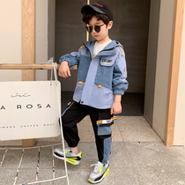 Childrens clothing boys spring suit 2021 new large children handsome tide dress boy spring and autumn foreign style two-piece set