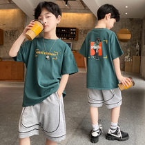  Boys summer suit 2021 new childrens summer short-sleeved boys handsome trendy Western style middle and large children Korean summer