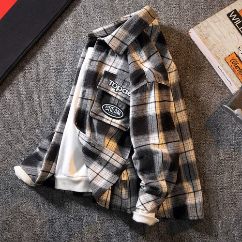 Детская осенняя летняя одежда, рубашка, хлопковый осенний лонгслив для мальчиков, подходит для подростков