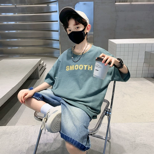 Детский комплект, летняя одежда, летняя хлопковая футболка с коротким рукавом для мальчиков, подходит для подростков