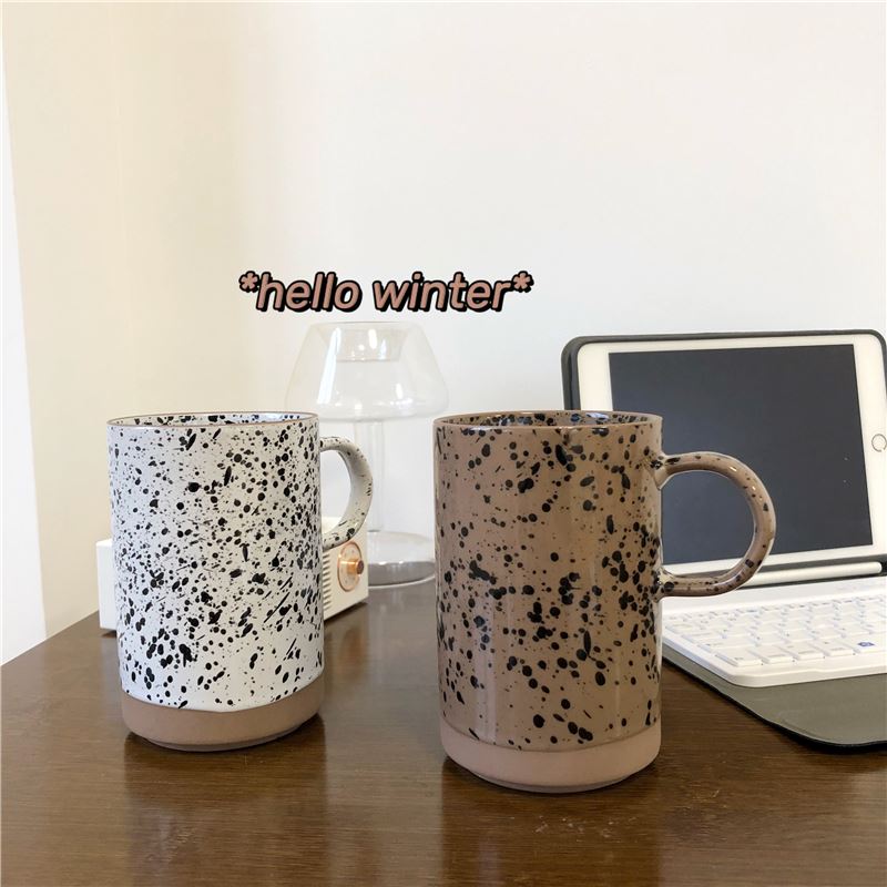 South Korean ins Japanese splash ink restoring ancient ways to design high - capacity coffee cup milk cup ceramic cup cup picking cups