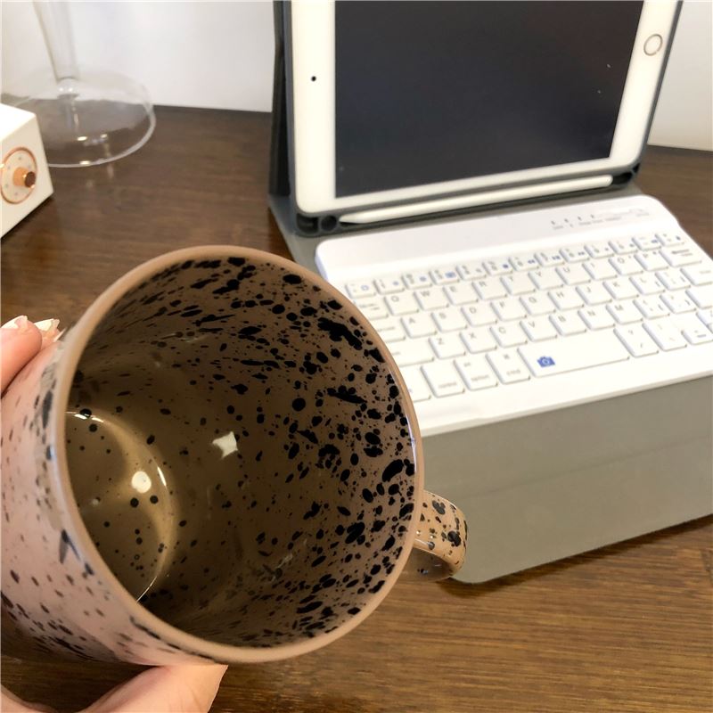 South Korean ins Japanese splash ink restoring ancient ways to design high - capacity coffee cup milk cup ceramic cup cup picking cups