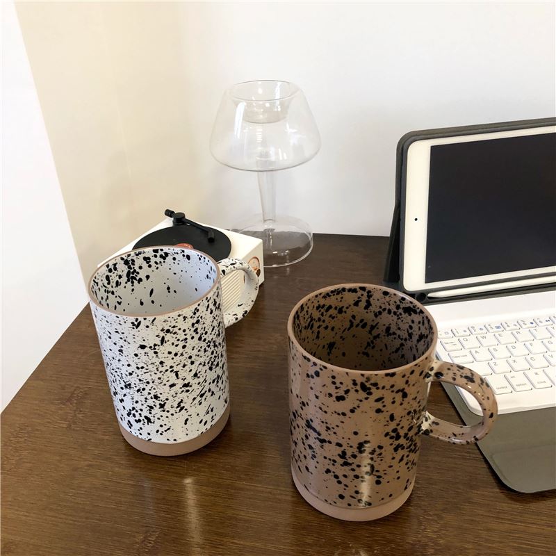 South Korean ins Japanese splash ink restoring ancient ways to design high - capacity coffee cup milk cup ceramic cup cup picking cups