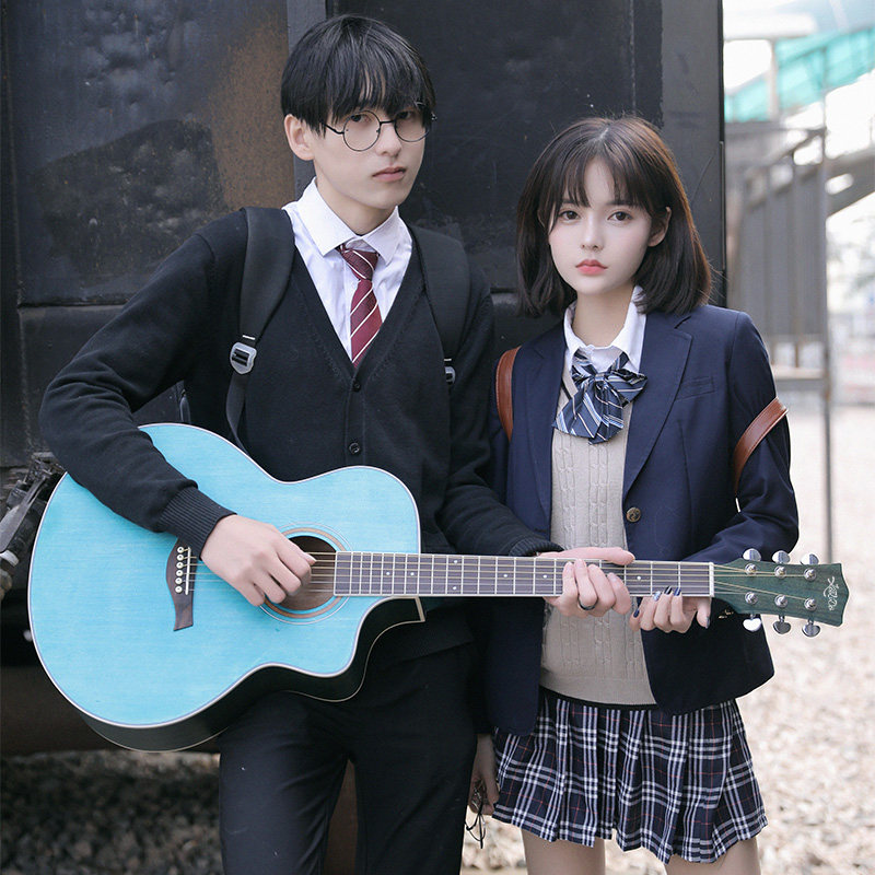 Casida 4140 inch veneer folk guitar beginner girls male students beginners self-learning wood ice blue