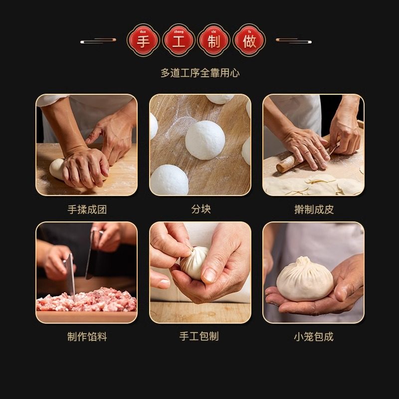 Shaxian Xiaolongbao Frozen Breakfast Semi-Finished Product, Sanya Specialty Snack, Handmade Fresh Meat Buns, Frozen Wholesale for Commercial Use