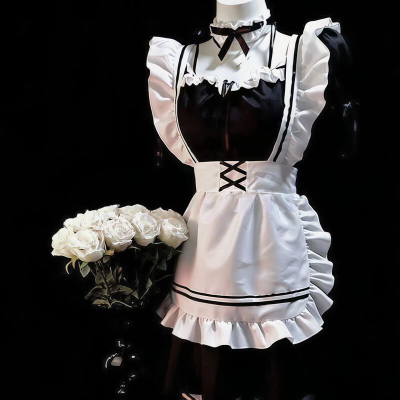 Plus-Size Male Maid Costume Cosplay Sexy Oversized Four-In-One Maid Cross-Dressing Transvestite Female Outfit Boss Male Maid Short Cosplay Outfit Maid