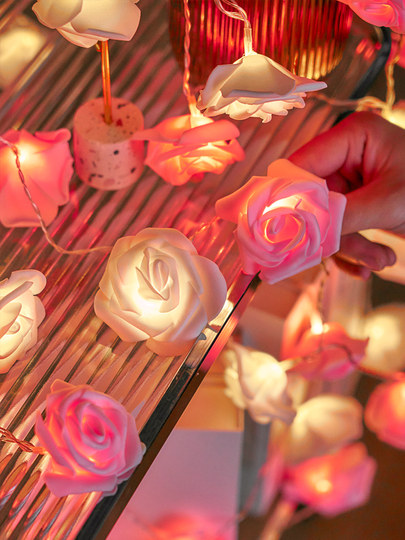 Romantic rose flower lights flashing string lights trunk proposal interior decoration surprise atmosphere light birthday decoration
