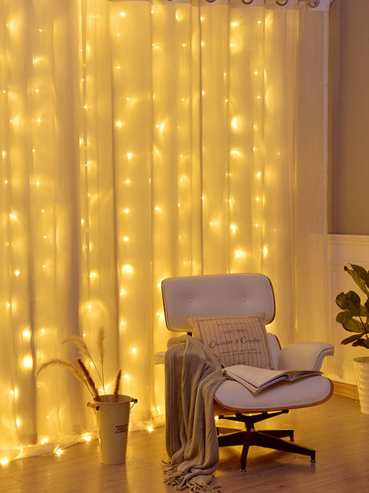 Curtain lights, waterfall lights, small colored lights, flashing lights, string lights, stars, New Year, Spring Festival, Christmas decoration, atmosphere light strips