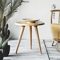 Round solid wood small tea table minimalist modern creative balcony Living room Home Easy small wooden table Nordic Leisure tea table