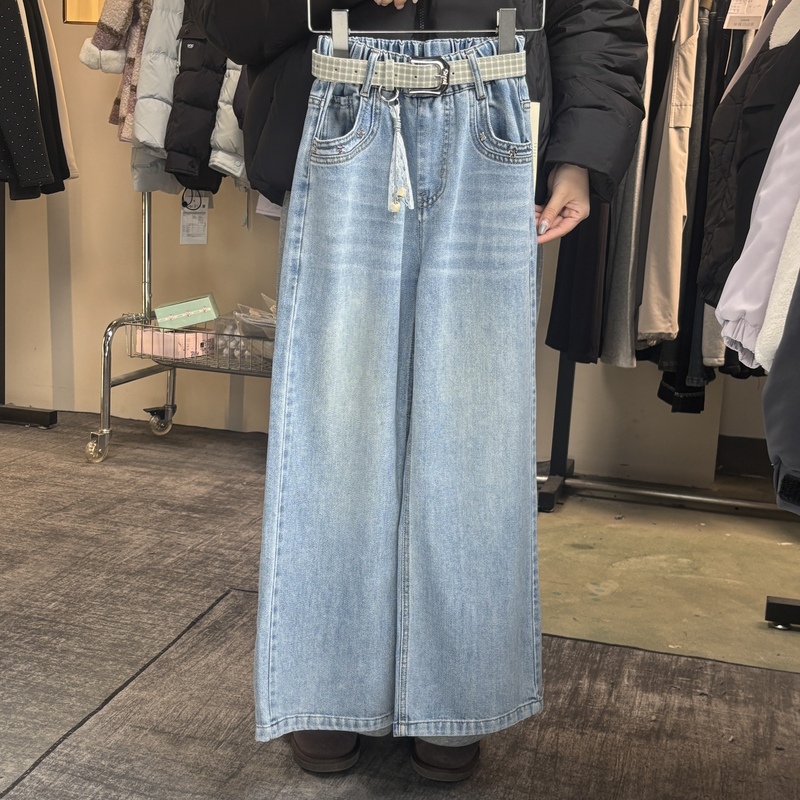 51066 Spring Style Straight-Leg Jeans with Three-Dimensional Bow [No Belt]