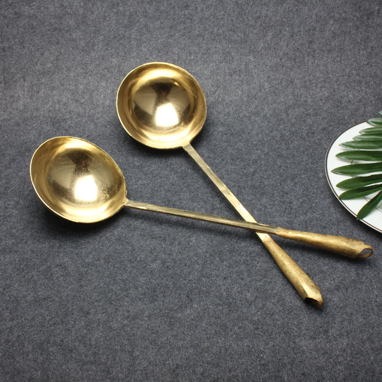 Copper spoon large pure copper tableware hand-made copper spoon pure bronze spoon household grow large pure brass thickness