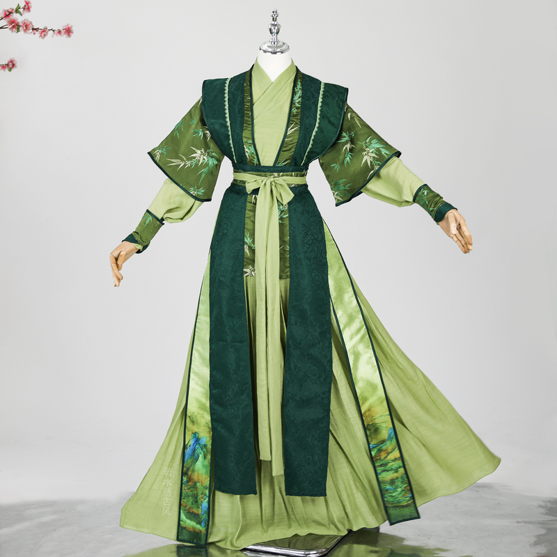 Ruoshuifang Dark Green Cosplay Costume, Traditional Men's Clothing, Ancient Style Martial Arts Costume, Men's Performance Costume, Stage Chinese Style Ruoshuifang Dark Green Cosplay Costume, Traditional Men's Clothing, Ancient Style Martial Arts Costume, Men's Performance Costume, Stage Chinese Style