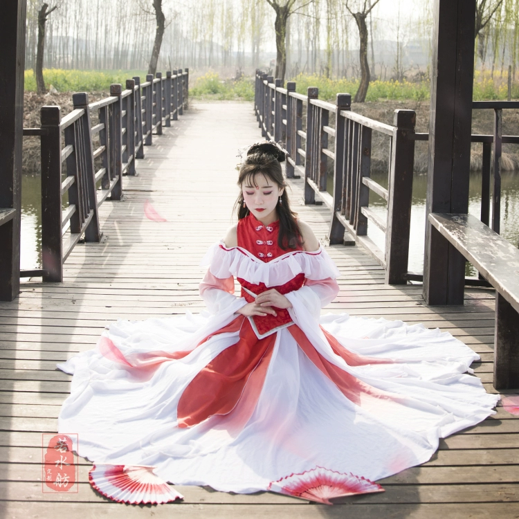 Ruoshuifang-Jinghong nhảy gradient koi sao chép trang phục cosplay nữ trang phục nước tay áo khiêu vũ biểu diễn Hồng Triệu Nguyên - Cosplay