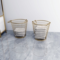 Du Yi creative towel storage basket light luxury beauty salon Salon Salon special golden iron dirty clothes basket collection basket
