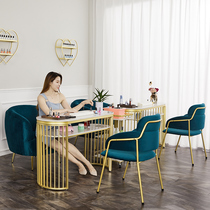 One light luxury marble beauty salon manicure table and chair set for single double net Red simple backrest chair sofa