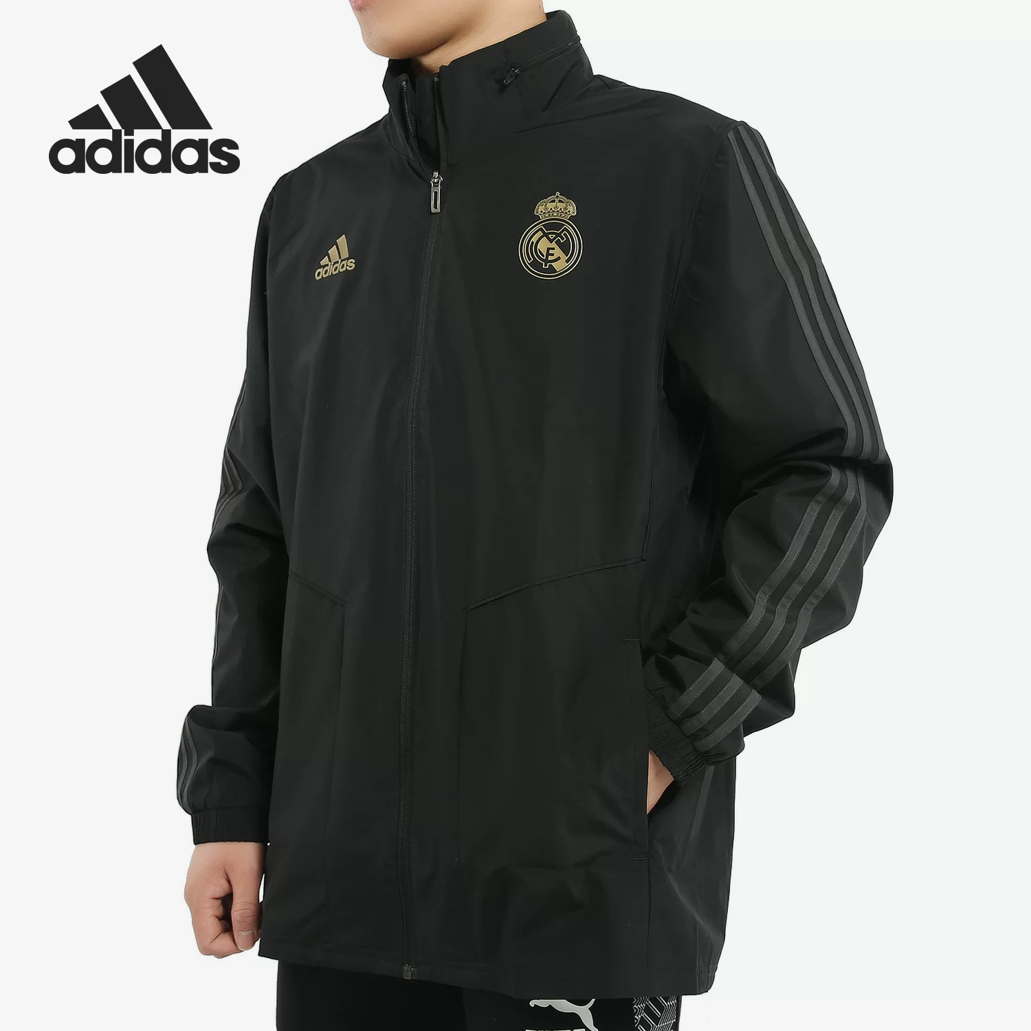 Куртка-ветровка для повседневной футбольной формы Real Madrid, тканевая куртка с логотипами DX7855