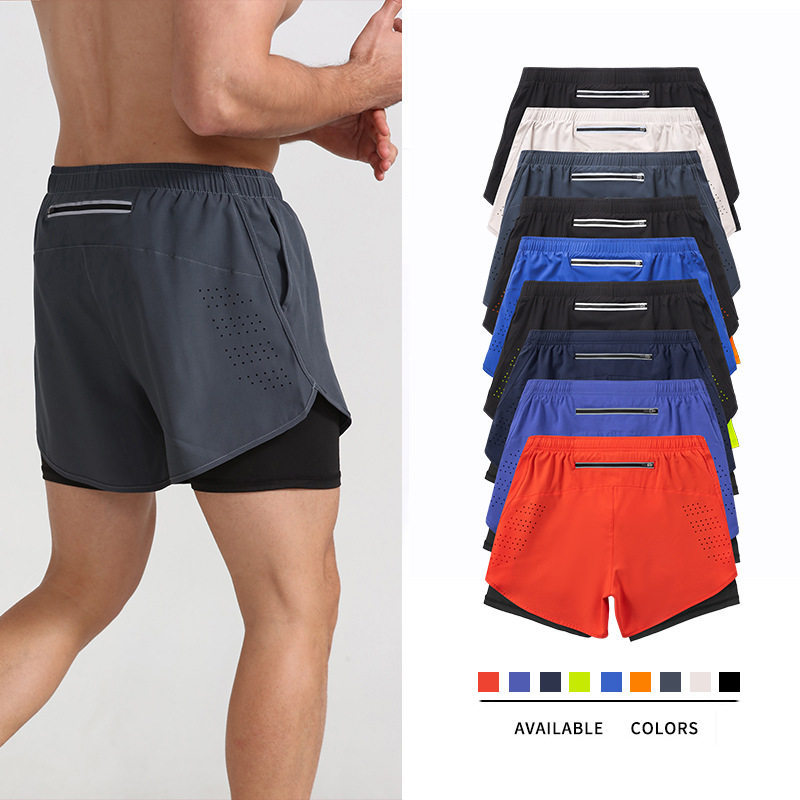 Lightweight Official Running Shorts for Men, Professional Marathon Shorts with Inner Lining, Double-Layered Fitness Sports Shorts