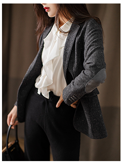 Island Country Drunk New Line Magazine Tùy chỉnh hoa Coral Powder Chất liệu len Slim Fit Một nút phù hợp với áo khoác áo blazer nữ