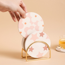 Ceramic coaster ins Wind cute custom absorbent Coaster Office water coaster household high temperature resistant belt storage rack