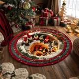 Рождественский трехмерный задерживающий грязь ковер для гостиной, мультяшный праздничнный коврик