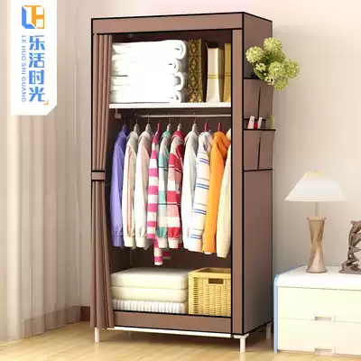 Simple wardrobe common clothes cabinet rental room single small dormitory bedroom household hanging clothes steel pipe reinforced storage cabinet