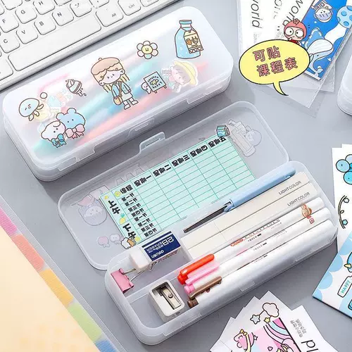 Прозрачный матовый пенал, свежие канцтовары, пластиковая коробка для хранения для школьников