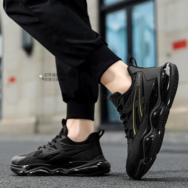 Black Warrior Men's Shoes Autumn 2026 New Youth Casual Running Sports Air Cushion Shock Absorbing Anti-Slip Dad Trendy Shoes
