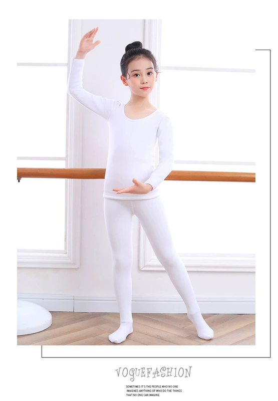 Quần áo khiêu vũ trẻ em lớp nền mùa thu đông màu trắng vô hình đồ lót bé gái màu da quần áo tập luyện màu da hiệu suất lớp nền áo sơ mi