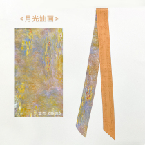 Original silk scarf Impressionist masterpiece Debussy Moonlight Monet Water Lilies Musician Series Ribbon