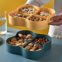 Dried fruit plate Living room grid with lid Creative double-layer household coffee table Melon seed plate Nordic style wedding candy storage box