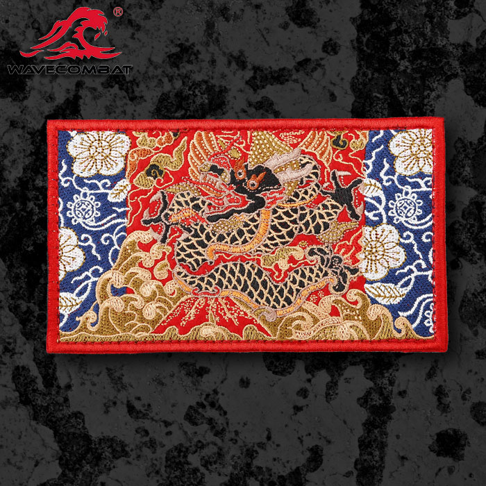 Wave Junwu Large-size sea water moire treasure Xianghua Flying fish patch embroidery chapter Velcro