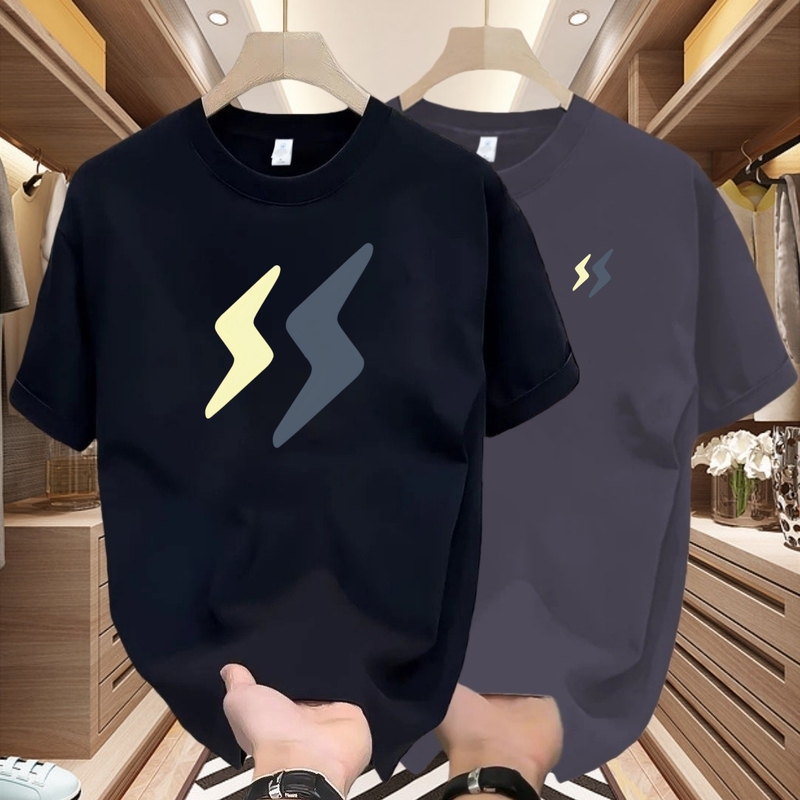 [Outlet Store] Summer 100% Heavy Cotton T-Shirt for Men, New Loose-Fitting Sports Casual Short-Sleeve Top