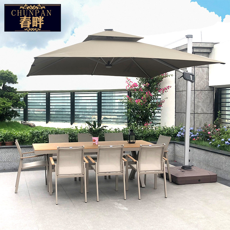 Springside outdoor tables and chairs aluminum-plastic wood preservative wood leisure garden big table villa hotel open-air courtyard table and chair combination