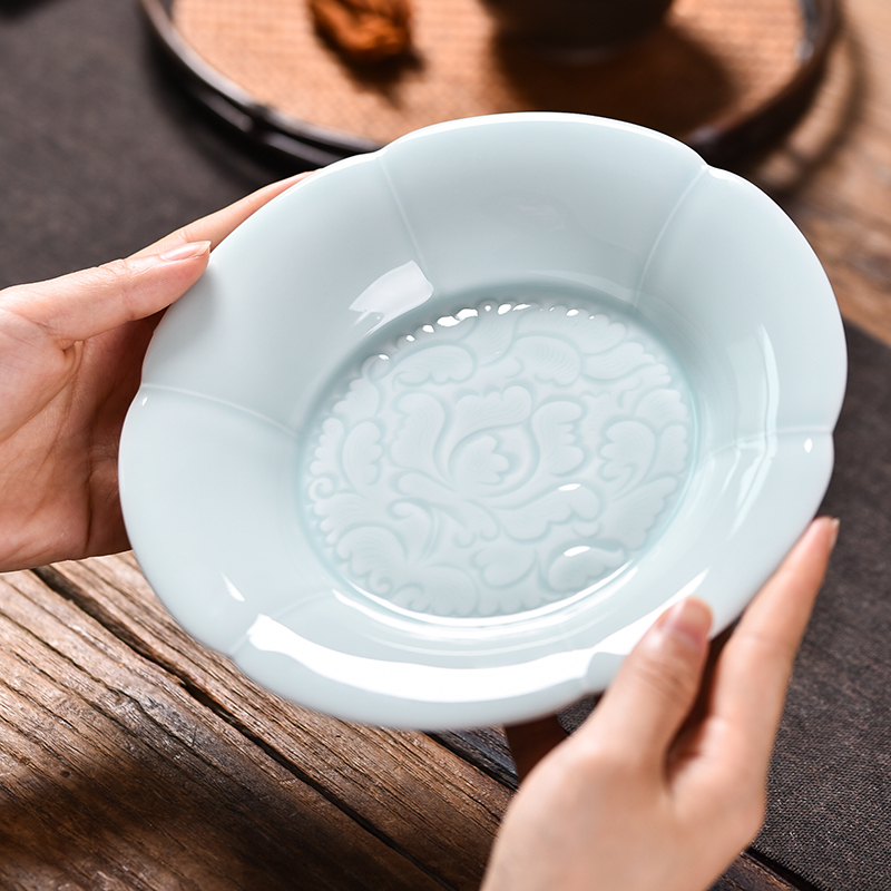 Jingdezhen flagship store shadow oolong tea tray daily household ceramics kwai expressions using pot pot of retainer tray of tea accessories individual