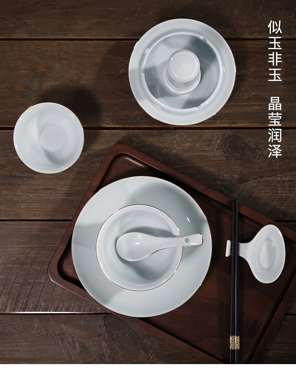 Jingdezhen flagship stores in shadow blue paint ceramic tableware to eat bread and butter dish plates spoons free combination collocation