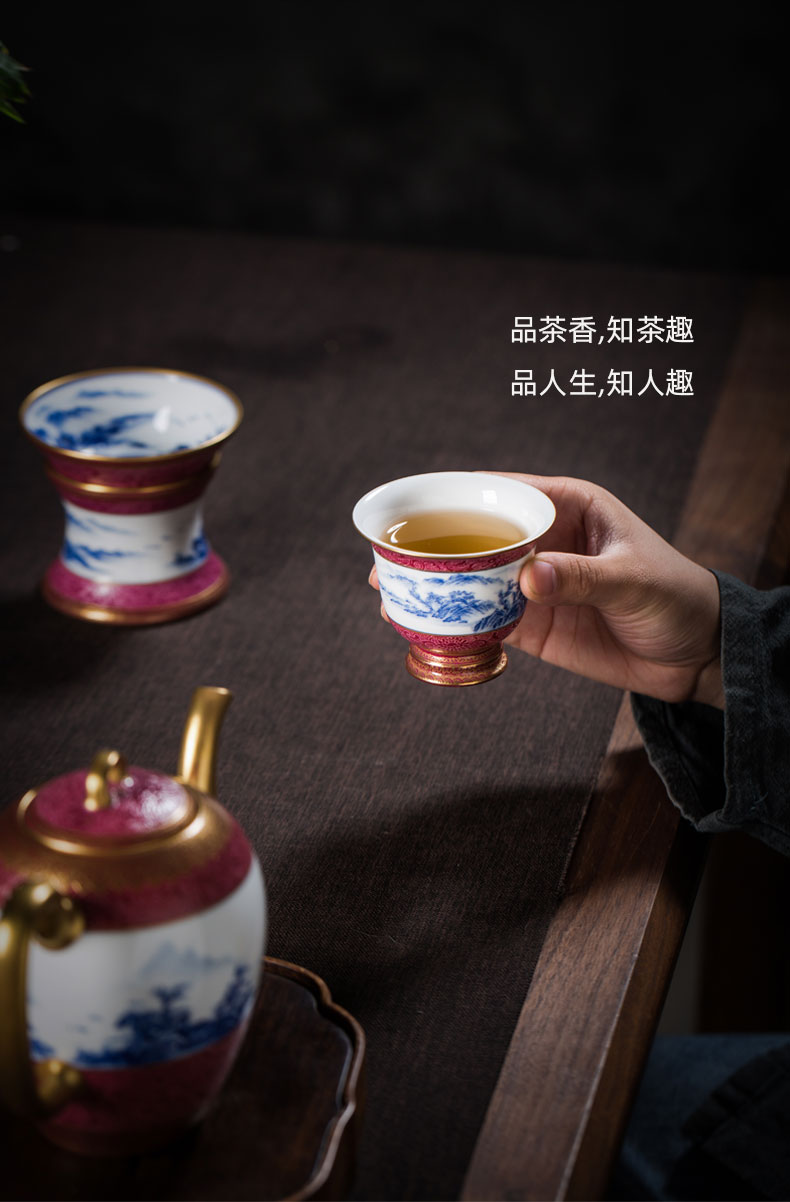 Jingdezhen x Yun know taste to pick flowers paint ceramic tea cups of tea set of the teapot gifts home office business