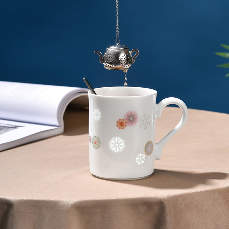 Jingdezhen ceramic porcelain enamel ball flower mugs household gifts creative office cup cup coffee cup